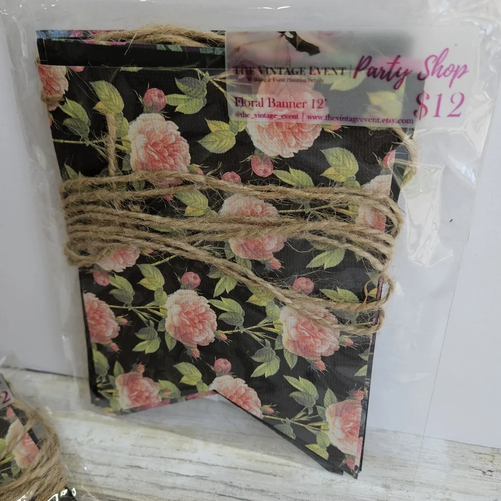 Floral Banner with Pink Peonies